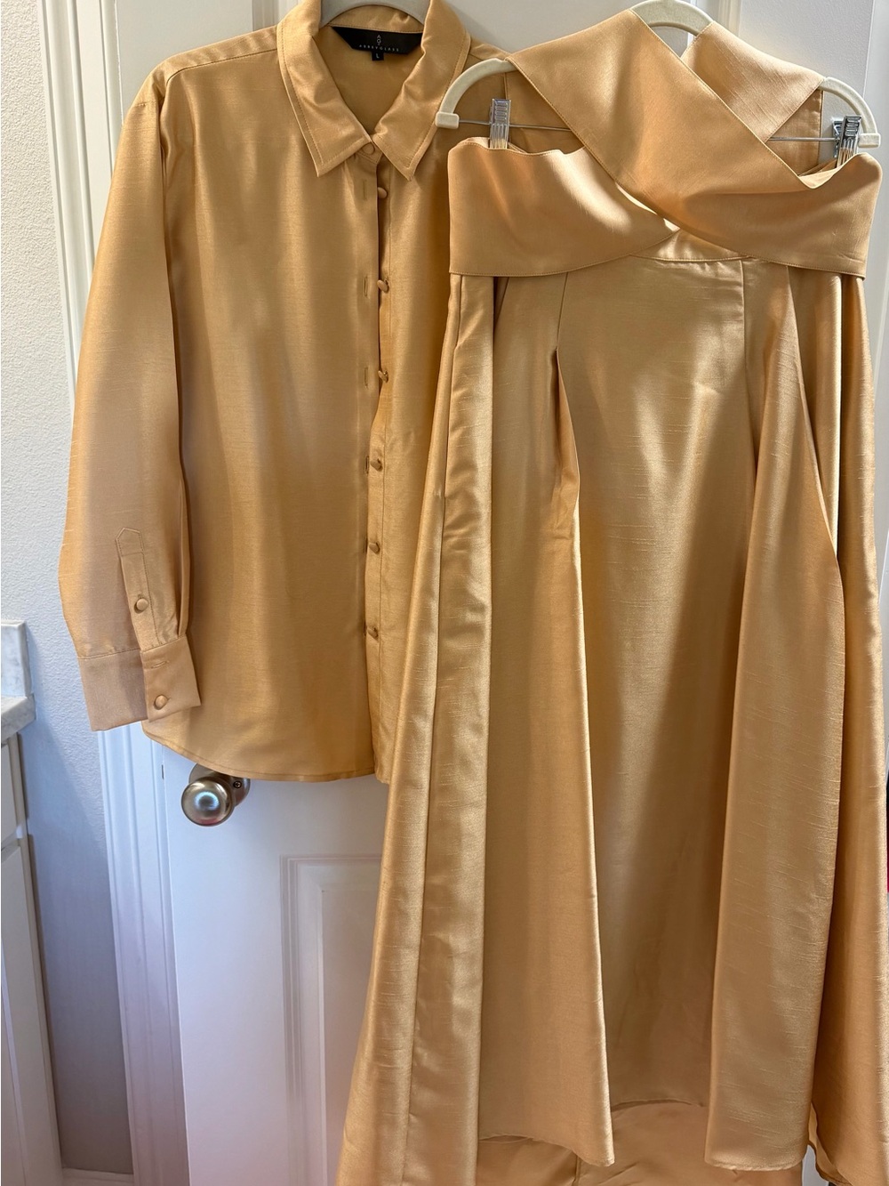 Abbey Glass Elegant Gold Skirt with Matching Blouse